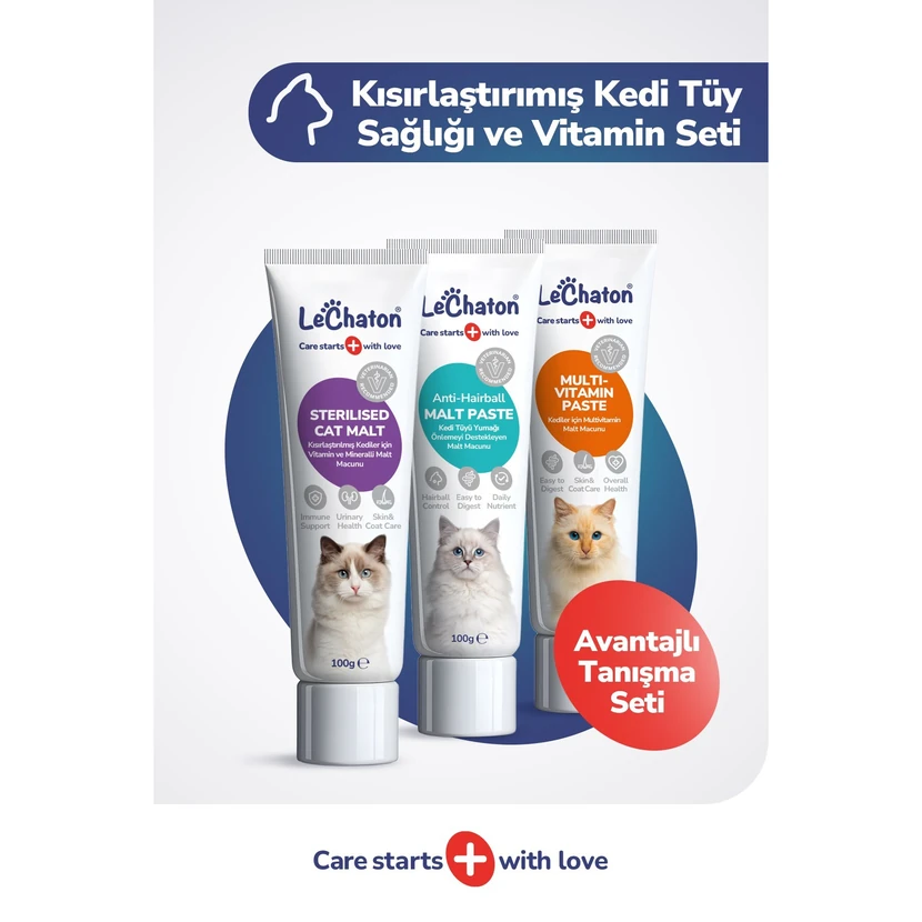 لچاتون پک سلامت مو و ویتامین مخصوص گربه عقیم‌شده