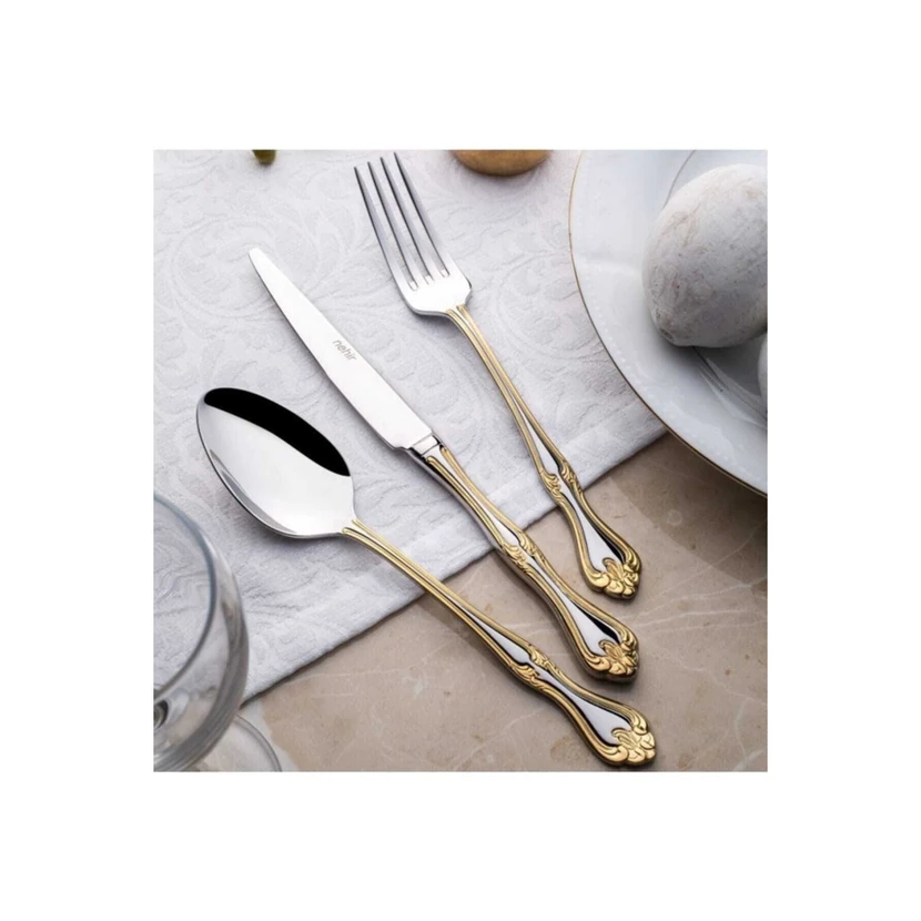 سرویس قاشق‌وچنگال نهیر لاله‌زار 30 پارچه طلایی