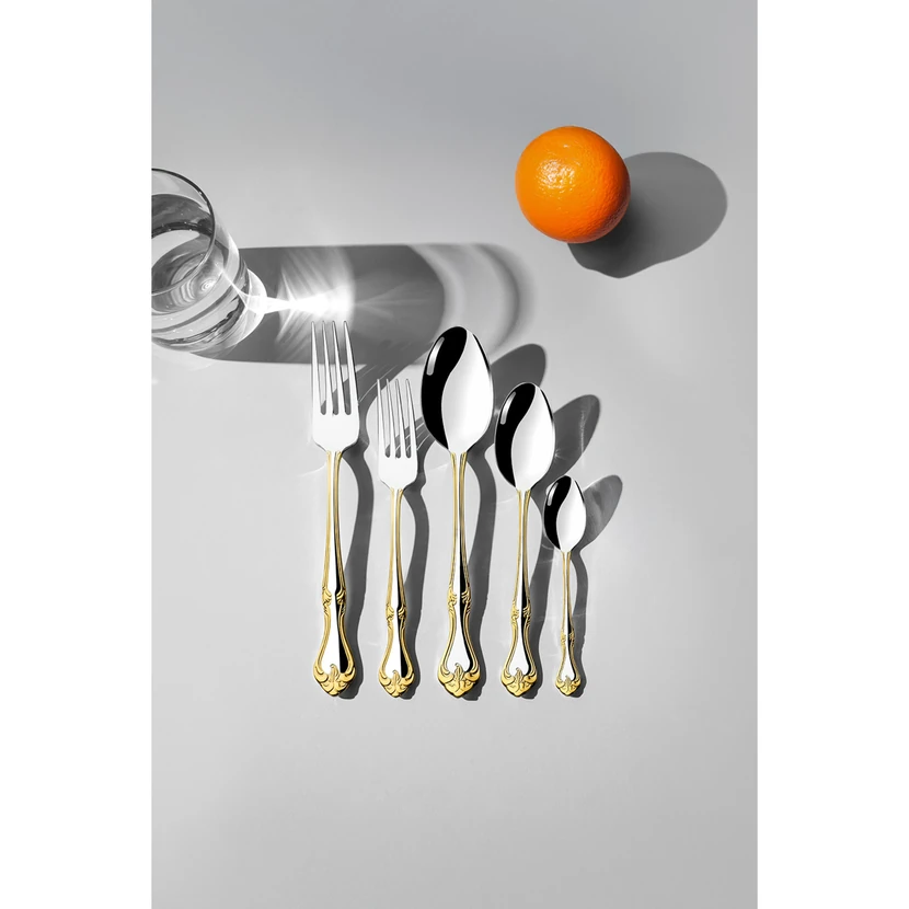 سرویس قاشق و چنگال 60 پارچه لاله‌زار نهیر طلایی 12 نفره