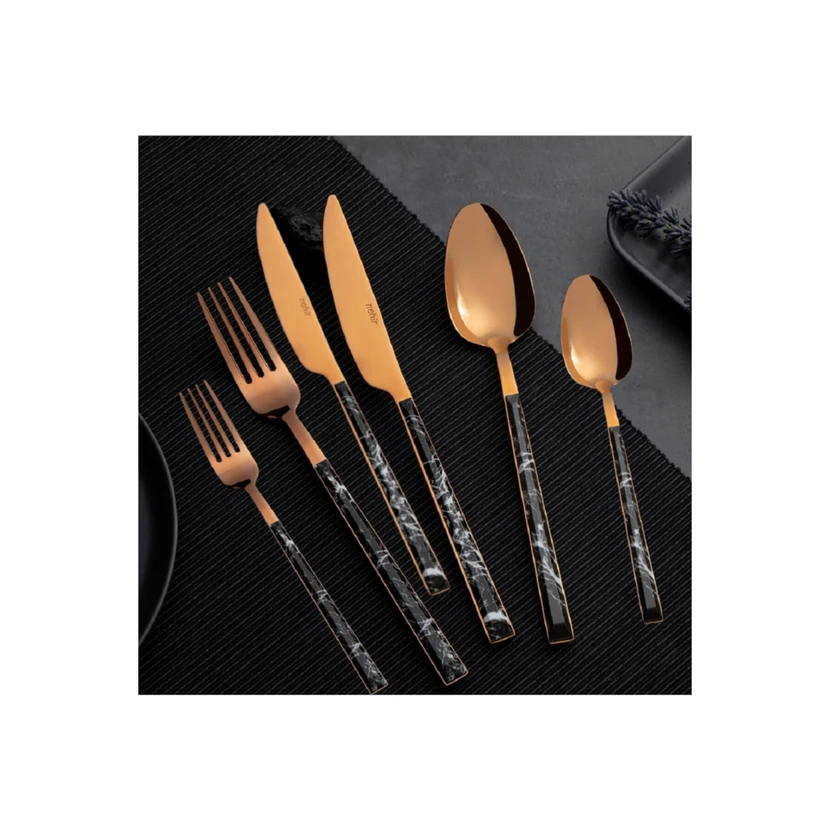 سرویس قاشق‌چنگال و چاقوی 36 پارچه نهیر مدل برنز مدرن 6 نفره