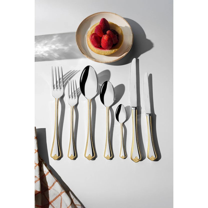 نهیر فولیا طلایی ست قاشق چنگال کارد 89 پارچه 12 نفره