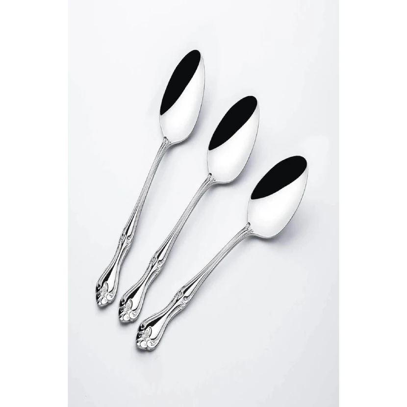 قاشق دسر لاله‌زار نهیر استیل ضدزنگ سفید 12 پارچه