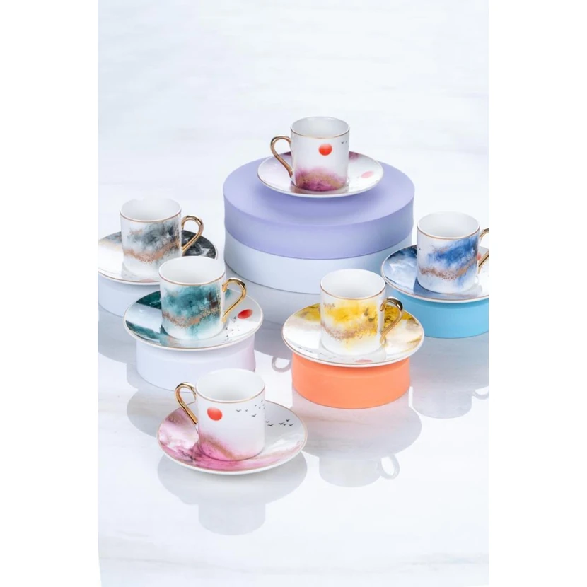 ست 6 نفره فنجان قهوه پورسلن آکار بونیتا طرح بهاری