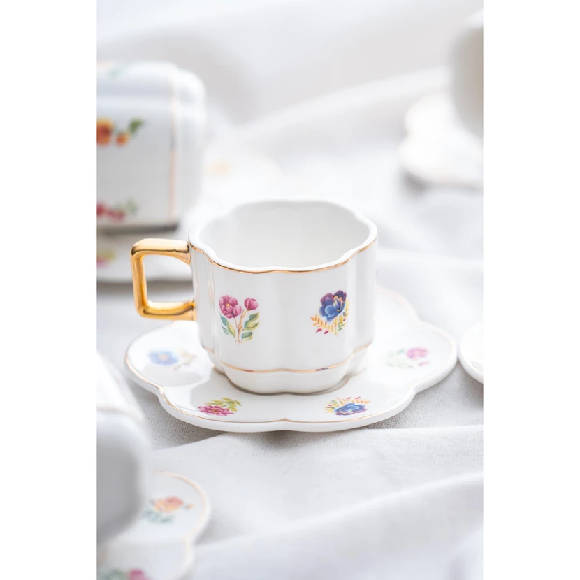 آکار داهلیا سرویس فنجان قهوه پرسلن ۶ نفره ۹۰ میلی‌لیتری