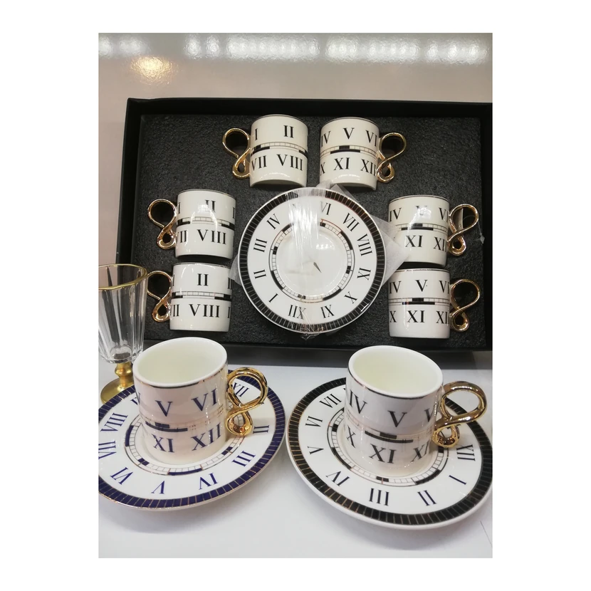 آکار سرویس فنجان قهوه رومانس ۶ نفره پرسلن سفید