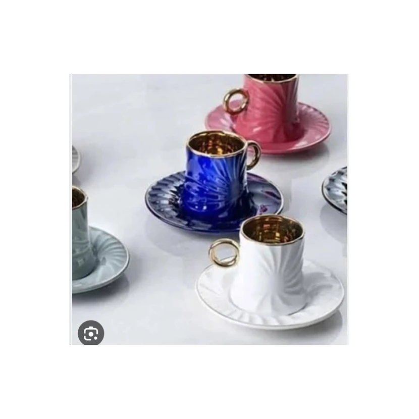 ست فنجان قهوه پورسلن آکار ۶ نفره مدل مدرن ۹۰ میلی‌لیتر