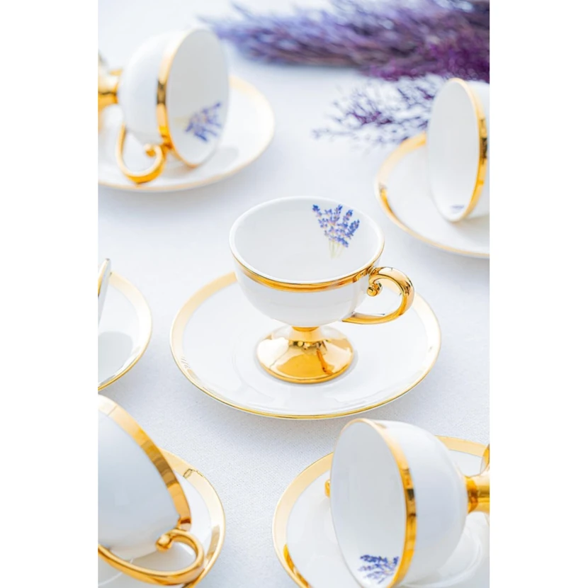 آکار میرندا سرویس فنجان قهوه 6 نفره چینی مدل 2 کرم