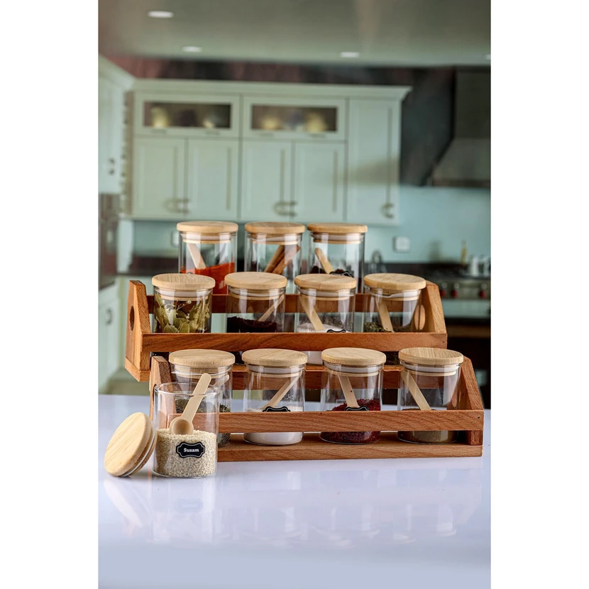 ست 12 عددی جاادویه‌ای بامبو دردار با قاشق و برچسب کارچیچه‌گی هوم