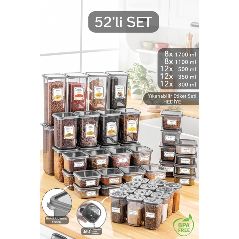 ست 52 پارچه ظروف نگهداری مربع ملنی هوم