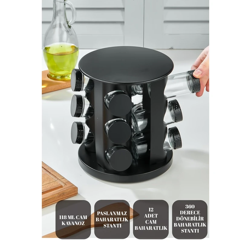 وی‌آی‌پی‌گراس سرویس جاادویه شیشه‌ای ۱۲ پارچه با پایه استیل چرخان مشکی