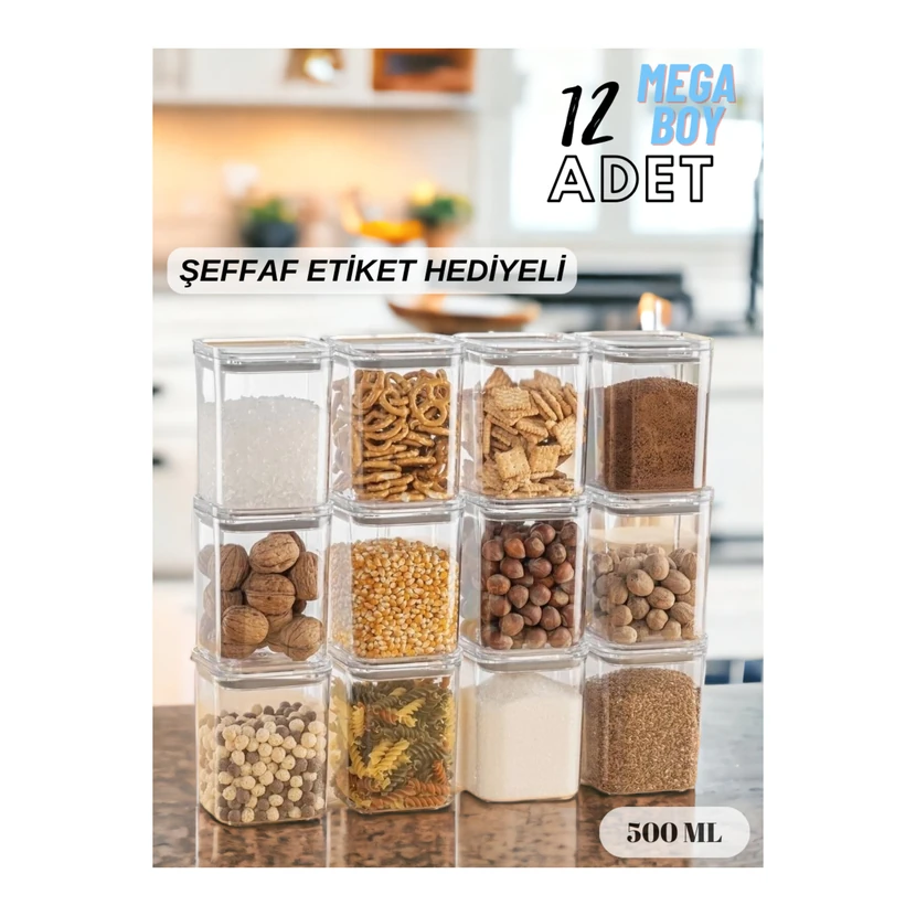 ست ۱۲ عددی جار ادویه وکیوم‌دار ۵۰۰ میلی‌لیتری سرین برداک