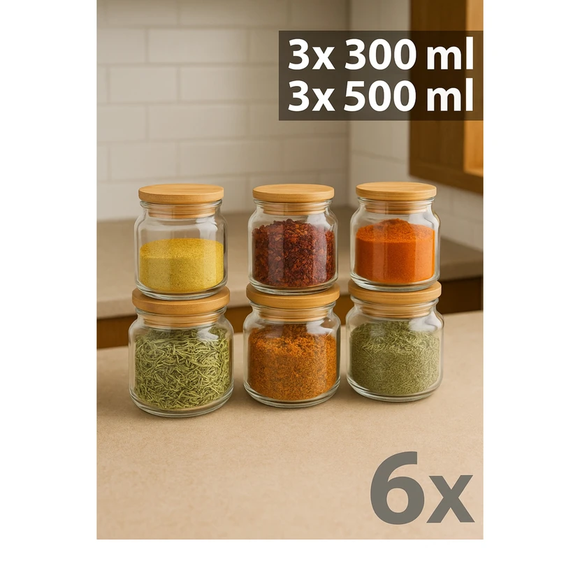 ست 6 عددی جاادویه لوکس با درپوش بامبو