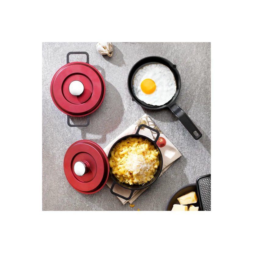 شافر ست قابلمه چدنی رترو کست مینی ۵ پارچه قرمز