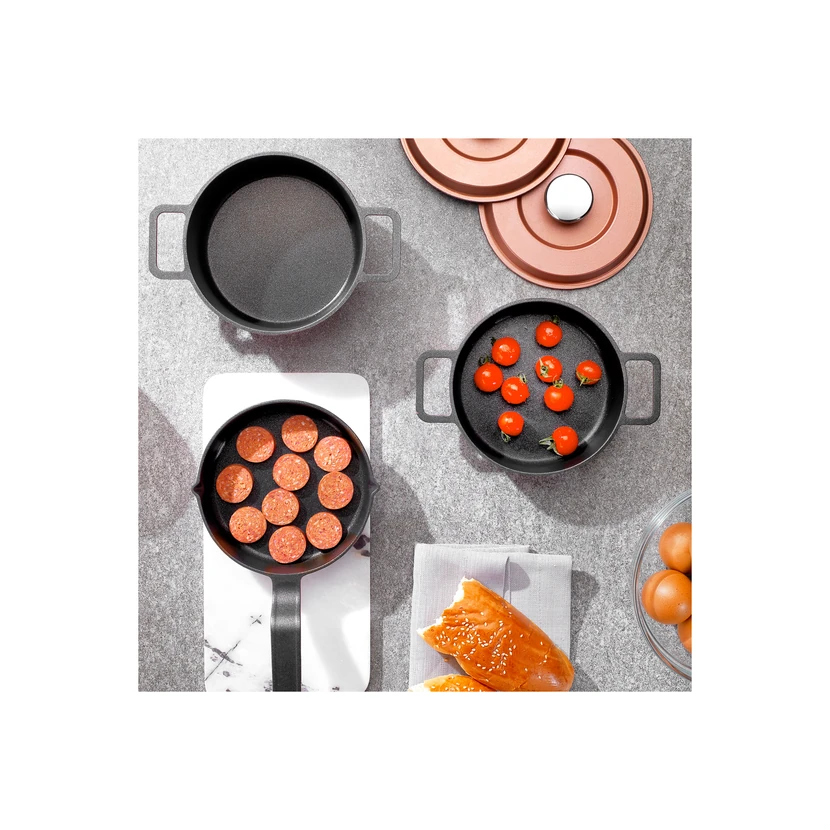 ست قابلمه چدن مینی شافر رترو کست ۵ پارچه رزگلد