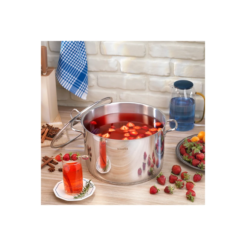 قابلمه عمیق استیل شافر ۳۰ سانتی‌متر دو تکه