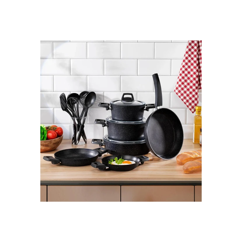 ست قابلمه 14 پارچه شافر مدل سنگ سیاه مشکی