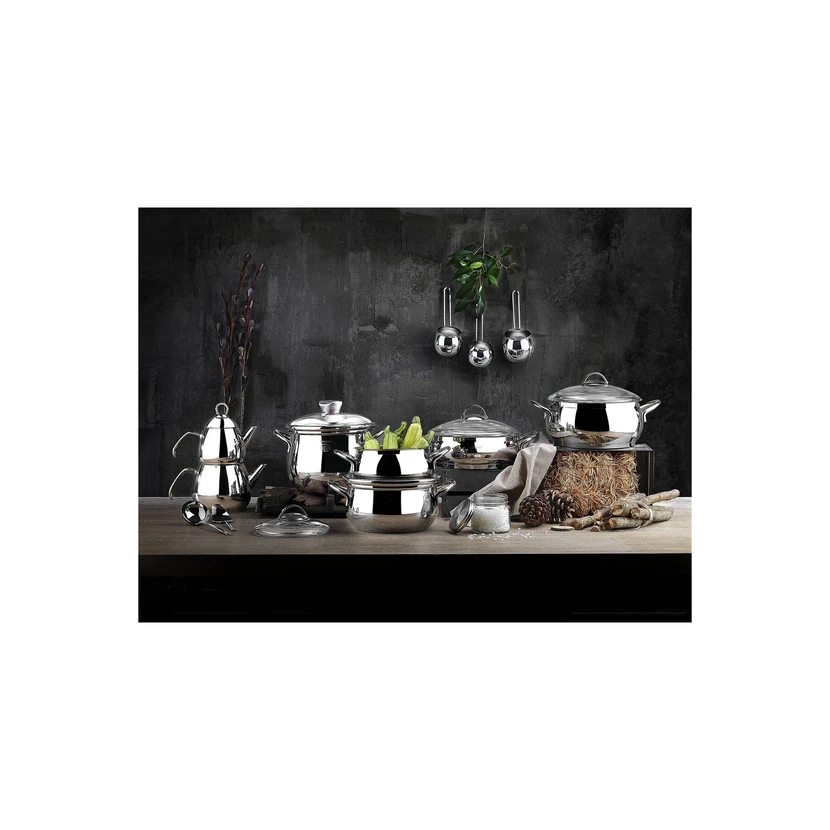 سرویس جهیزیه استیل شافر آلیا 18 پارچه نقره‌ای