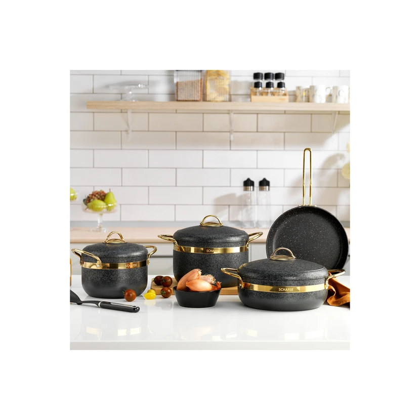 ست قابلمه شفر گولدی 7 پارچه مشکی