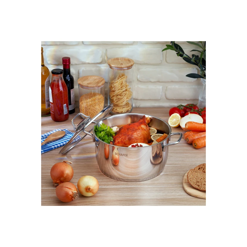 قابلمه عمیق شافر 24 سانتی‌متر استیل 2 پارچه