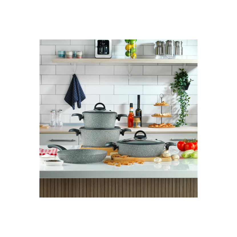 ست قابلمه 7 پارچه شافر کوچینا نچسب گرانیتی خاکستری