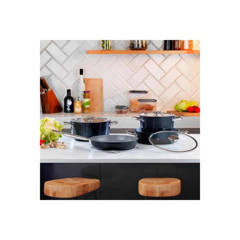 ست قابلمه سرامیکی شفر گراویتا 7 پارچه مشکی