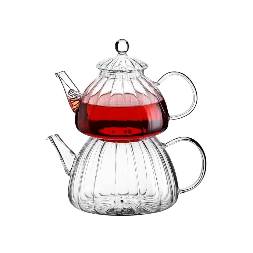 سرویس قوری و کتری شیشه‌ای بوروسیلیکات کوئینز کیچن بزرگ