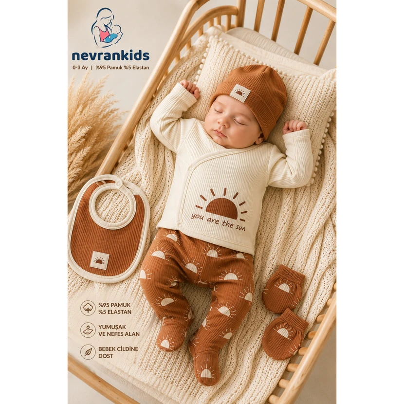 ست ۵ تکه خروجی بیمارستانی نوزاد ارگانیک nevrankids