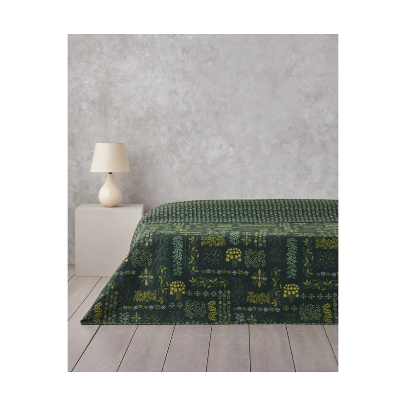 روتختی دو نفره تندریل بلوم 200×220 گل‌دار سبز انگلیش هوم
