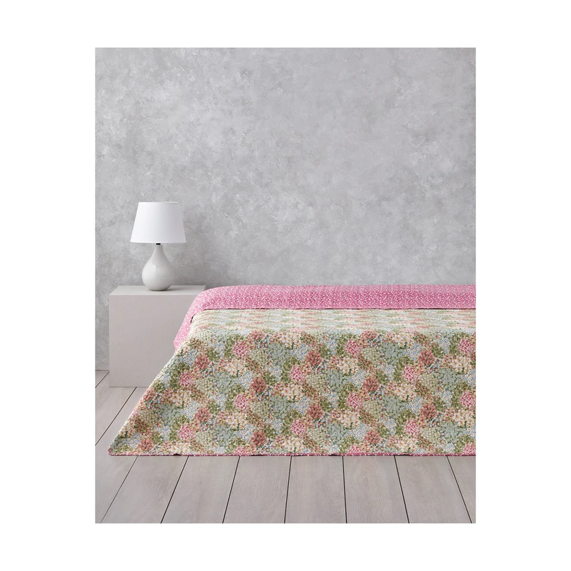 روتختی دو نفره طرح شکوفه 200×220 سانتی‌متر انگلیش هوم صورتی