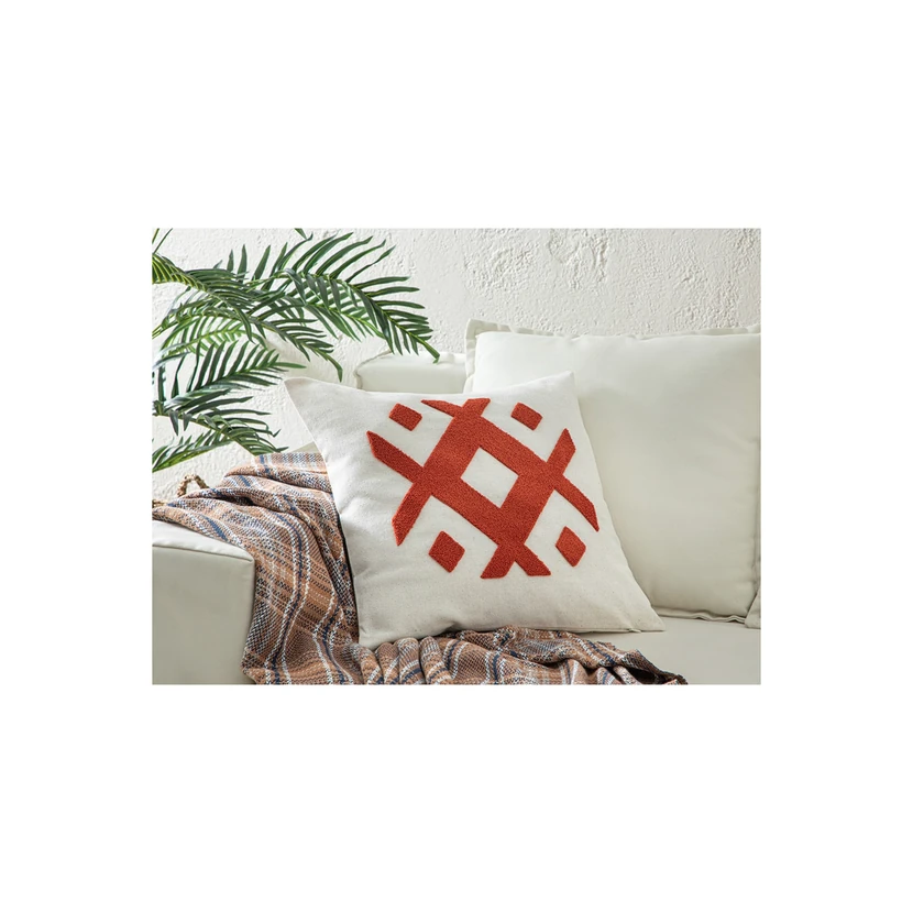 روکش کوسن پانچ‌دوزی انگلیش هوم 45×45 سانتی‌متر رنگ طبیعی
