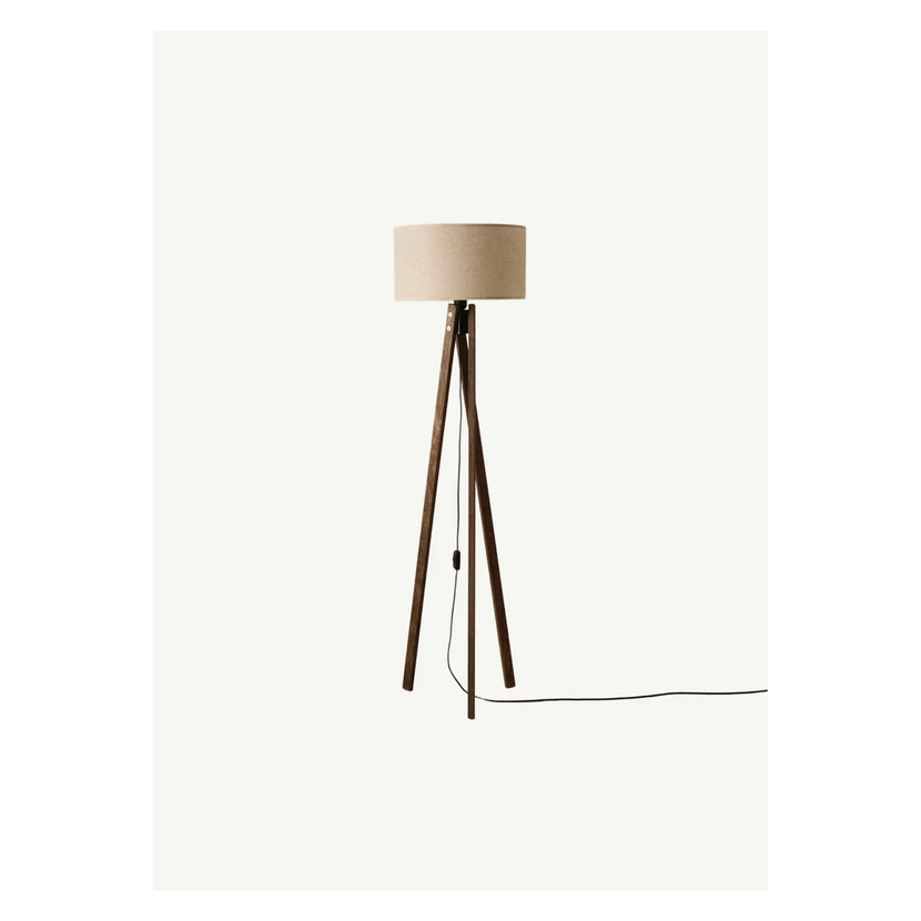 آباژور ایستاده چوبی بلا میزون مدل تک‌پایه سفید سرو 40x40x125 سانتی‌متر