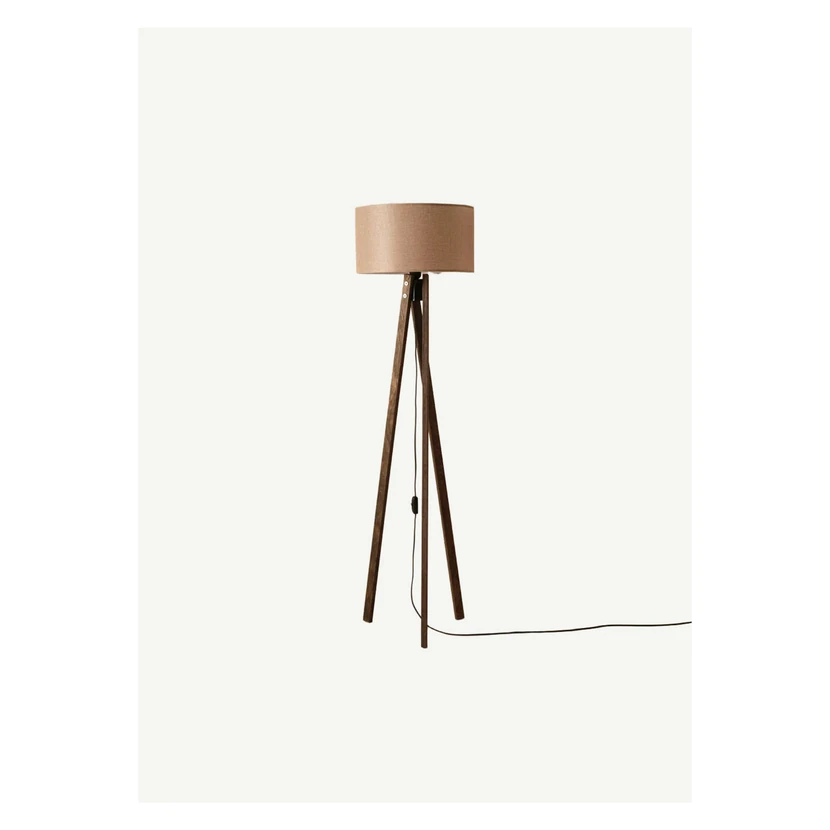 آباژور ایستاده چوبی بلا مزون بژ گردویی 40×40×125 سانتی‌متر