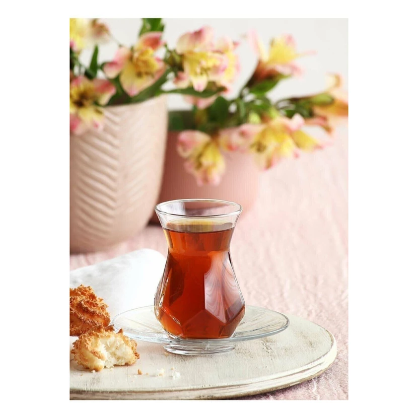 سرویس چای‌خوری لاو آلیا شیشه‌ای 24 پارچه سفید
