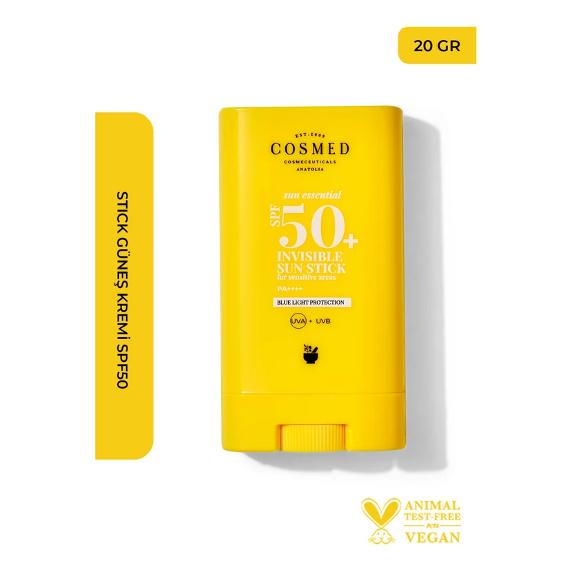 استیک ضدآفتاب کاسمِد SPF۵۰ بی‌رنگ مناسب روی آرایش