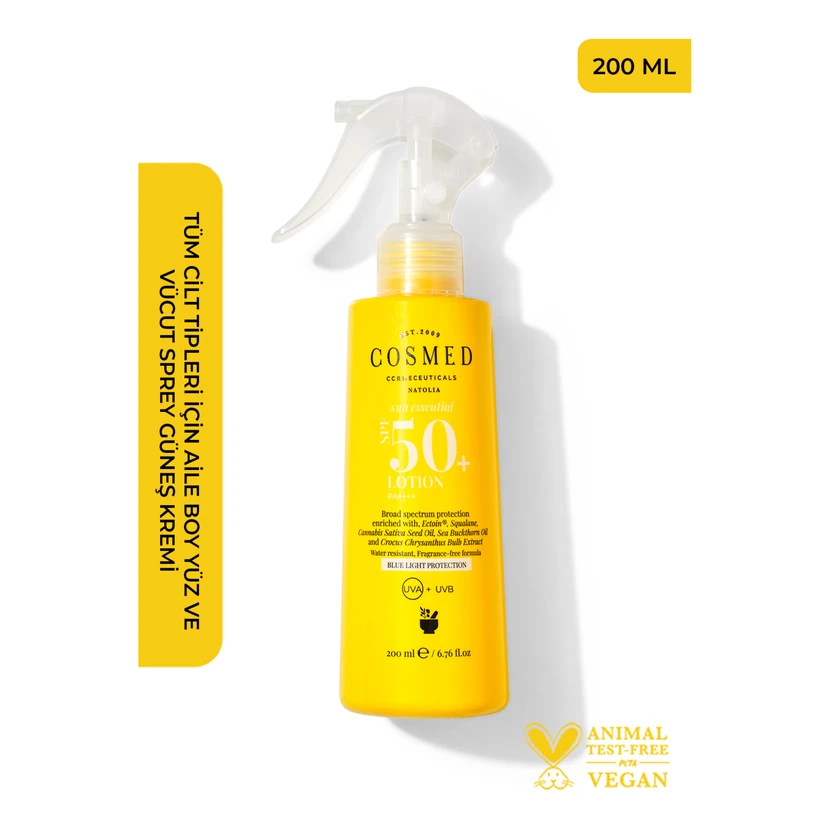 کاسمِد کرم اسپری صورت و بدن SPF50 ۲۰۰ میلی‌لیتر