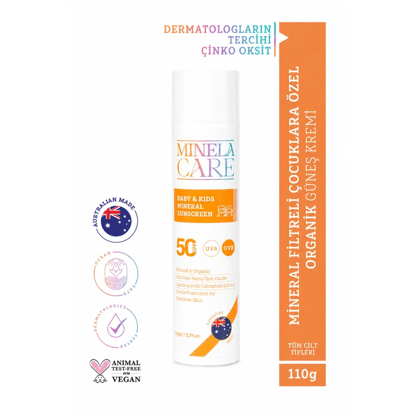 کرم ضدآفتاب ارگانیک مینلاکر کودک SPF50 110 گرم