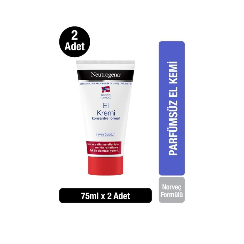 کرم دست نوتروژنا فرمول نروژی بدون عطر 75 میلی‌لیتر 2 عددی