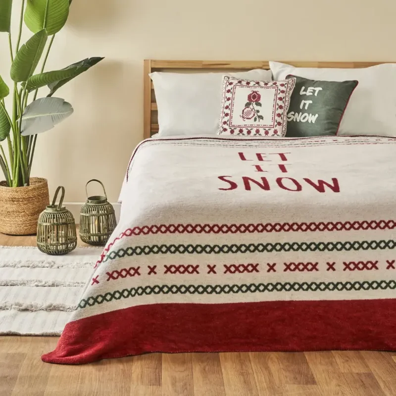 عکس پتو دو نفره پنبه بلامزون برف رنگی