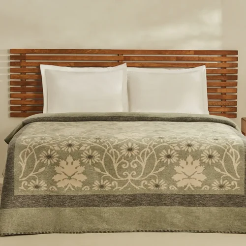 عکس پتو دو نفره پنبه کاراجاهوم فلارا سبز