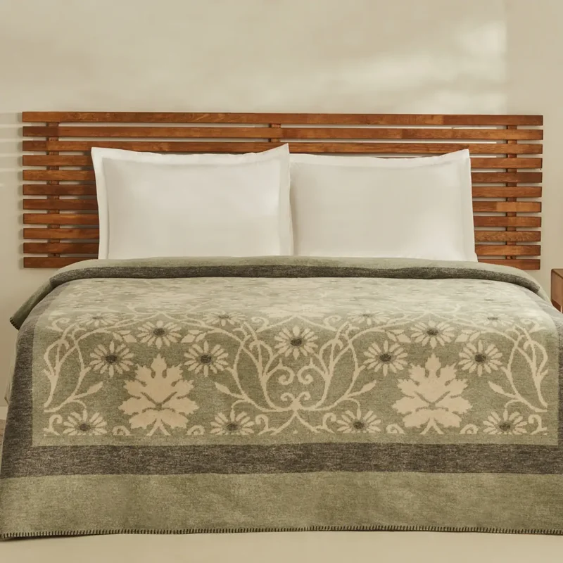 عکس پتو دو نفره پنبه کاراجاهوم فلارا سبز