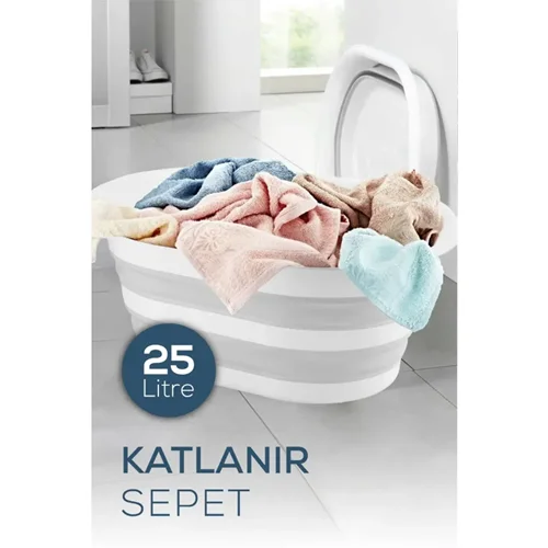 عکس سبد رخت چرک تاشو وینف خاکستری ۲۵ لیتر