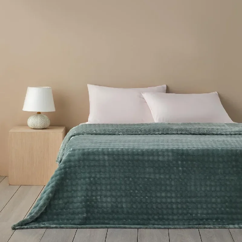 عکس پتو دو نفره سوپر سافت انگلیش هوم حباب سبز