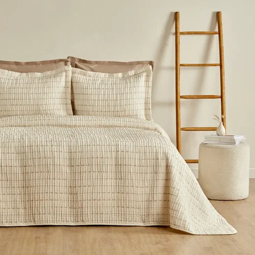 عکس سرویس کامل لحاف دو نفره ژاکارد کاراجاهوم پیترا بژ