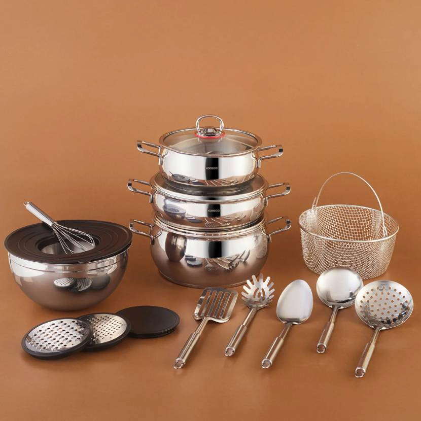 سرویس قابلمه سه منظوره 18 پارچه کاراجا مدل بپز مخلوط کن نگهدار