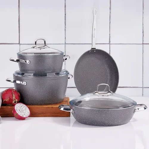 عکس سرویس قابلمه گرانیت 7 پارچه کرکماز A2892 طوسی