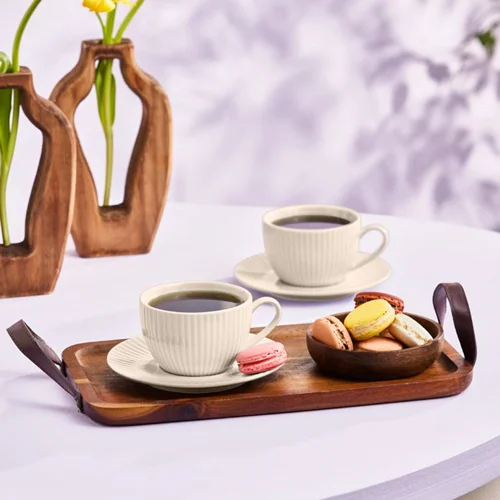 ست فنجان چای خوری 2 نفره کاراجا صدف 200 میلی بژ