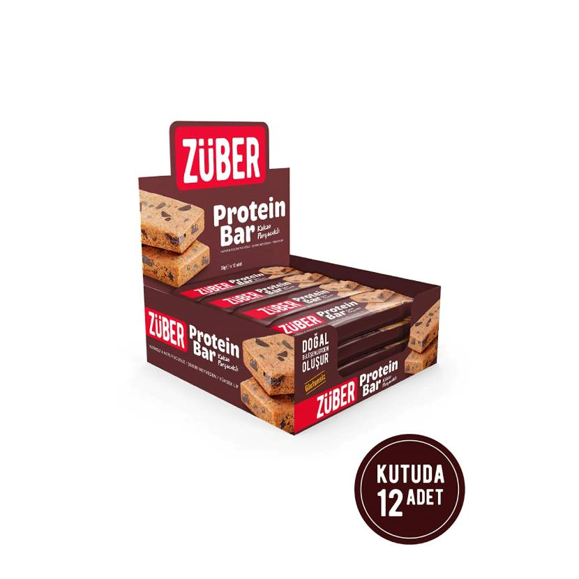 پروتئین بار زوبر تکه‌های کاکائویی 12 بسته 35 گرم