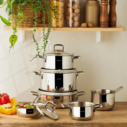 عکس سرویس قابلمه استیل 10 پارچه امسان Cocinero