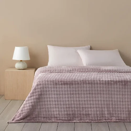 عکس پتو دو نفره سوپر سافت انگلیش هوم حباب یاسی