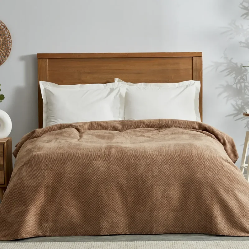 عکس پتو دو نفره پنبه کاراجاهوم ساندرا بژ